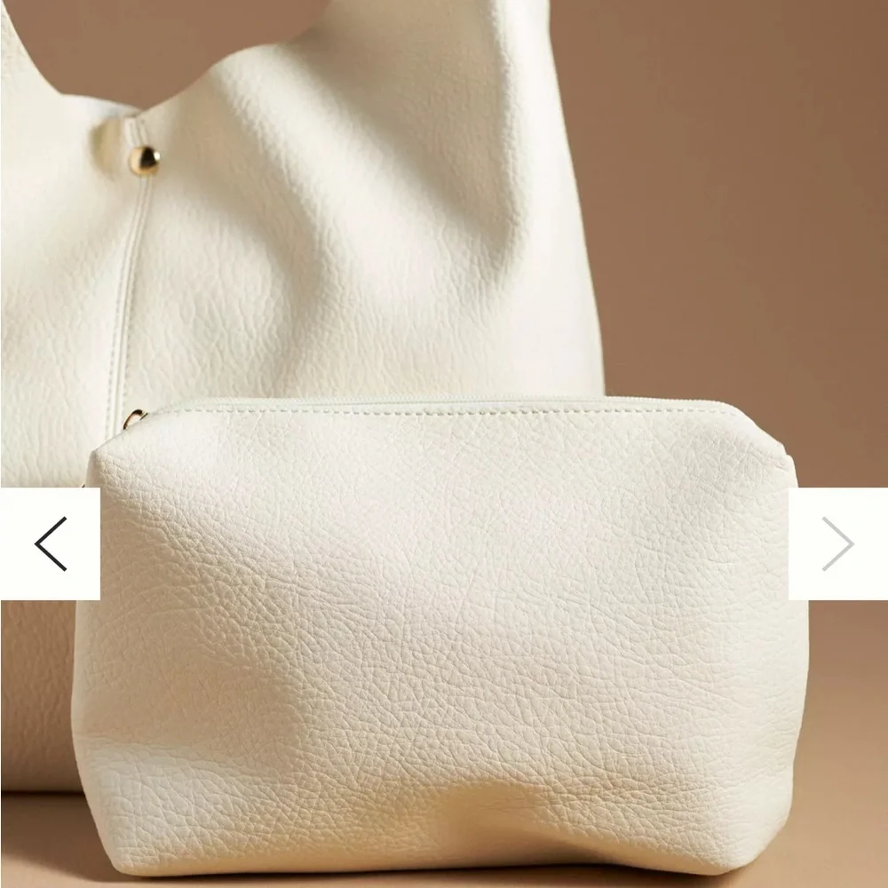 Anthropologie Cream Knotted-Handle Hobo Bag